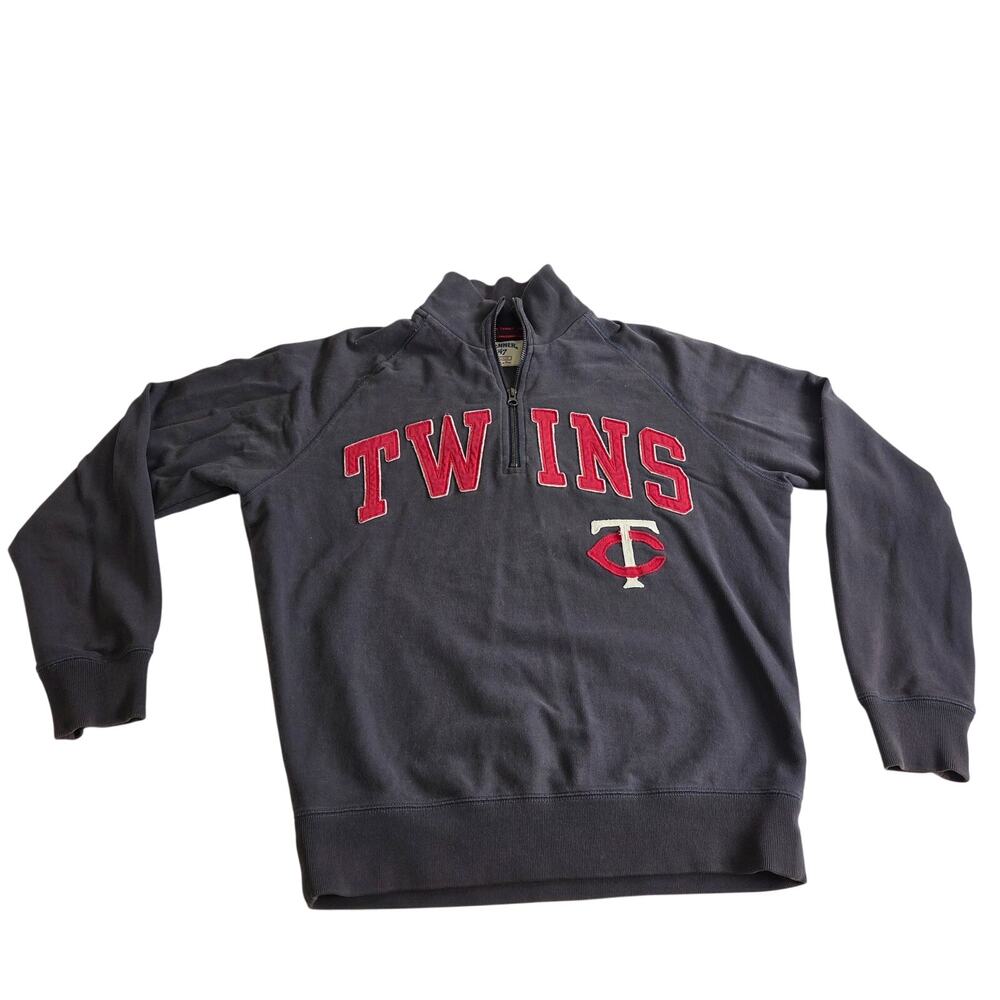 Minnesota Twins MLB Baseball Retro  Partial Zip Pullover Medium Gray Sweatshirt